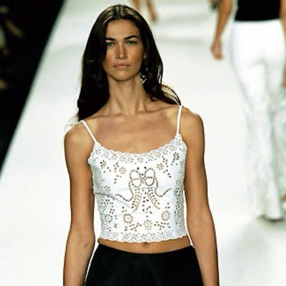 Ralph Lauren Collection Leather Corset Eyelet Crop Top Cami Vintage 2000 Runway - Picture 6 of 16